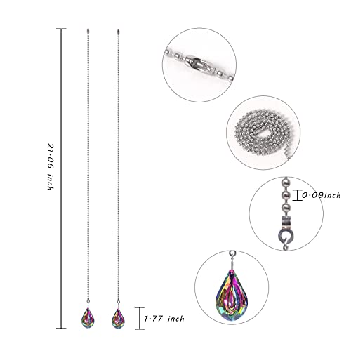 Image of 2pcs Crystal Prisms Light Fixtures Ceiling with Pull Chain Pendant Connectors Pack of 2