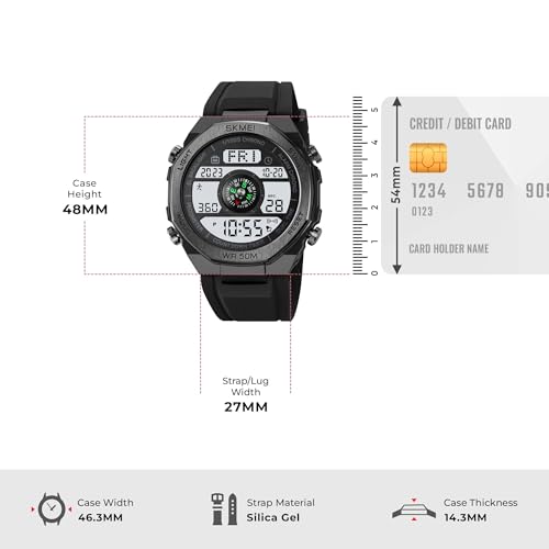 Image of SKMEI Men Watch Compass Pedometer Calories Sport Watch LED Digital Stopwatch Boy Digital Sport Wristwatch