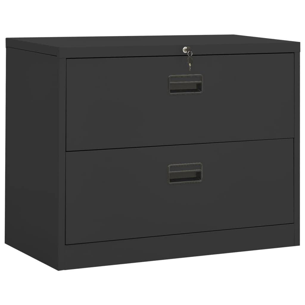 vidaXL Classeur Armoire à Dossiers Armoire de Classement Stockage de Fichiers Meuble de Classement Bureau Intérieur Anthracite 90x46x72,5 cm Acier