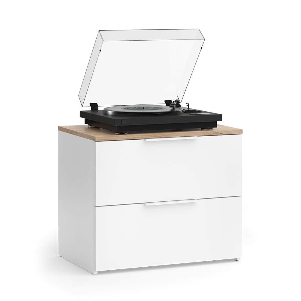Vicco Commode Wido, Blanc/Sonoma, 60x50cm avec 2 tiroirs, pour Le Rangement de vêtements et d’Objets du Quotidien