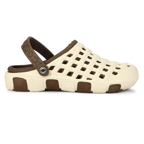 Image of Inklenzo Men's Sandals Clogs Mules for Men & Boys - Cream Comfortable, Extra Soft, Lightweight, Non-Slip, Waterproof, Adjustable Back Strap, Stylish, Classic, Casual, Everyday Mules