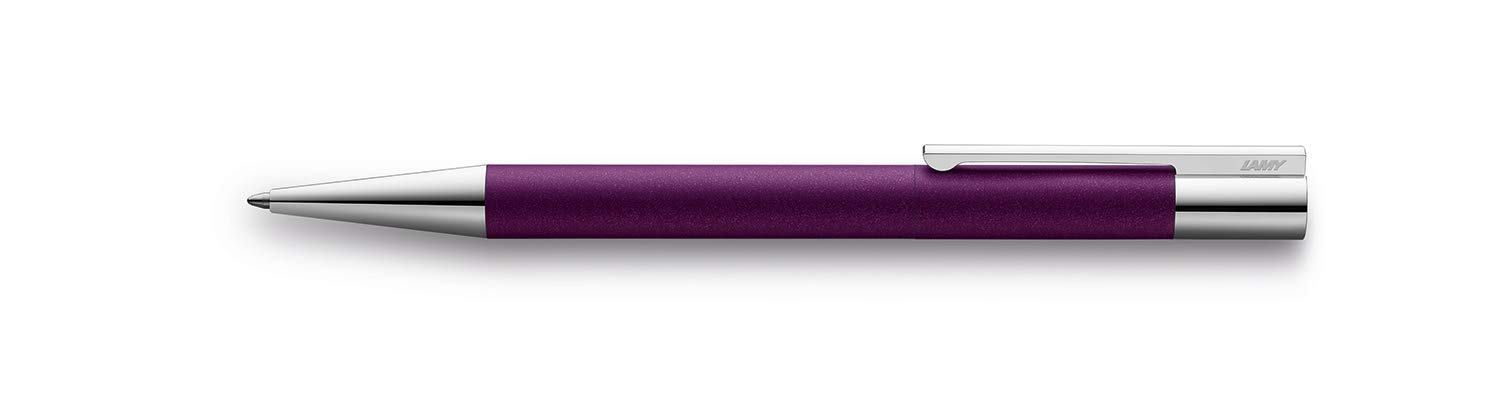 LAMY scala Kugelschreiber 279 – Kuli aus Edelstahl mit Drehmechanik in der Farbe Dunkellila mit integrierter Clip-Drücker-Einheit – Mit Großraummine – Strichbreite M