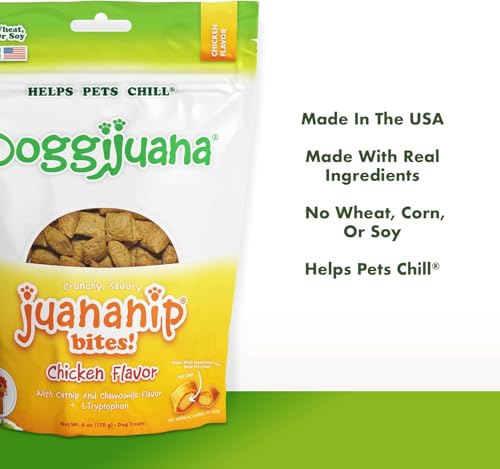 Image of Doggijuana Calming Dog Treats, Chicken 3-Pack | Multi-Benefit, Low Cal | Calming dog treats with catnip, chamomile & L-Tryptophan; natural anxiety & stress relief; low-calorie training reward