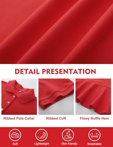 Image of Kissonic Women's Polo Dress Short Sleeve V Neck Ruffle Hem Casual Summer Golf Tennis Mini Shirt Dresses