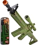 Military Toy Assault Rifle with Sounds and Lights Camouflage Green Toy Gun for Kids Realistic Rapid Fire Effects Plastic Construction Roleplay Weapon with Safe Orange Tip