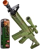 Military Toy Assault Rifle with Sounds and Lights Camouflage Green Toy Gun for Kids Realistic Rapid Fire Effects Plastic Construction Roleplay Weapon with Safe Orange Tip