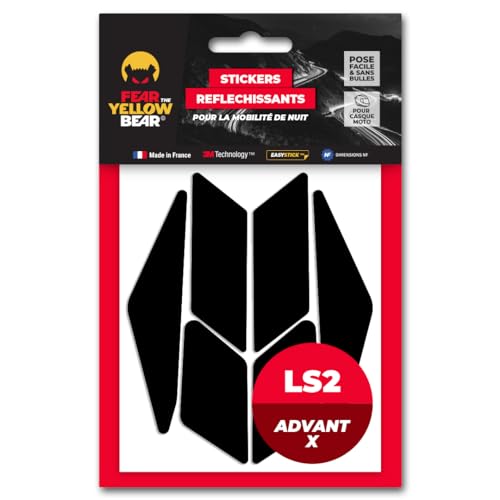 FYB© Kit 5 Stickers réfléchissants REPOSITIONNABLES compatibles avec Casque LS2 Advant X™, 3M™ Technology, Noir