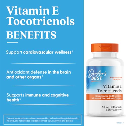 Doctor's Best Vitamin E Tocotrienols Complex Supplement, 60 Softgels - Image 3