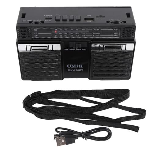 Radio portable AM FM SW et haut-parleur noir pour maison et plein air