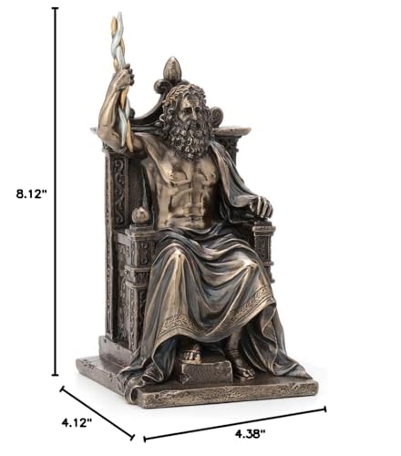 Estatua Zeus con Rayo Acabado Bronce 20.6 cm miniatura 5
