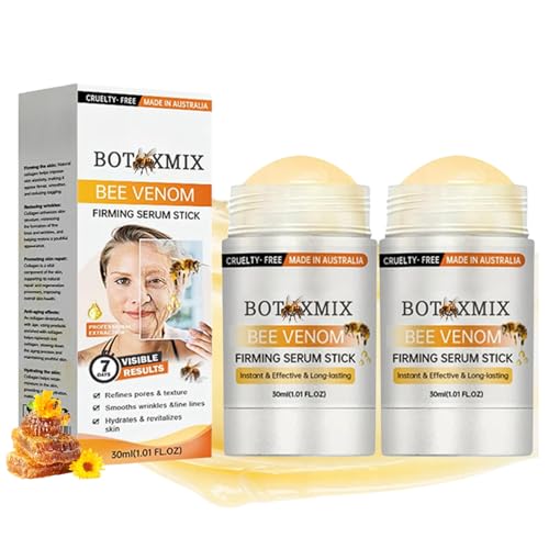 2Pcs Bee Venom Firming Serum Stick Bee Venom Wrinkle Removal Balm Skin Tightening Serum For Face Lift & Smooth Fine Lines Collagen Booster Natural Vegan & Sensitive Skin Safe