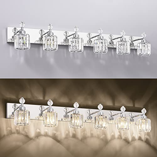 PRESDE Crystal 6 Light Bathroom Vanity Lights Chrom Bathroom Lights Fixtures Over Mirror M - image 6