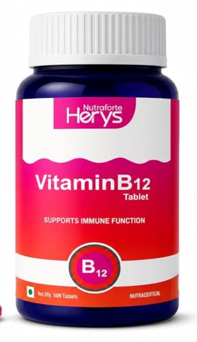 Image of Herys Nutrafort Vitamin B12 Supplements | Methylcobalamin 1500mcg Tablets | Best B12 Supplement for Men & Women | Supports Energy & Brain Health | 60 Tablets