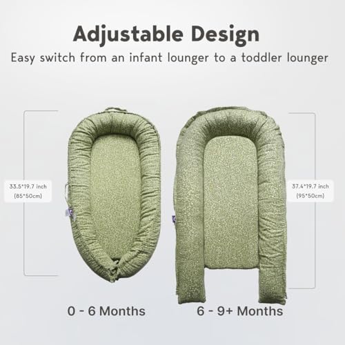 Image of CooCooBaby Infant Lounger, Baby Nest Cover for Baby Girls & Boys, Newborn Essentials for Baby 0-12 Months, 100% Cotton Breathable (Evergreen Muslin)