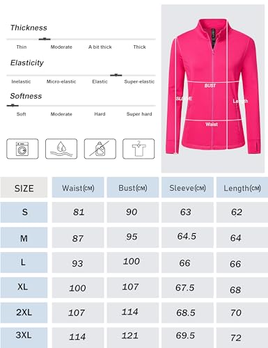 MoFiz Sportjacke Damen Leicht Trainingsjacke Mikrofleece Sweatjacke Wandershirt mit Reißverschluss Rosa-B XL