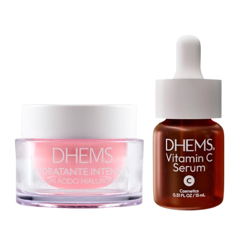 Intensive Moisturizing Cream with Hyaluronic Acid, Antioxidant & Reduce Wrinkles 1,69 Ounces - Vitamin C Serum Antioxidant & Anti Aging with Ginkgo Biloba 0,51 Ounces - Bundle