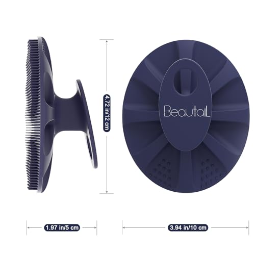 Image of Silicone Body Scrubber Shower Bath Wash Brush Gentle Exfoliating Scrub Cleansing Loofah for Women Men Baby Sensitive Skin, Easy to Clean, Lather Nicely, More Hygienic, 1 Pack, Blue