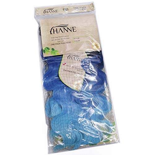 Hanne Ombre Color Hair Synthetic Body Wave Hair 18"20"22" With Closure Heat Resistant Fiber Hair Colorful Synthetic Hair Extensions (Black&Blue&Sky Blue) #TOP1