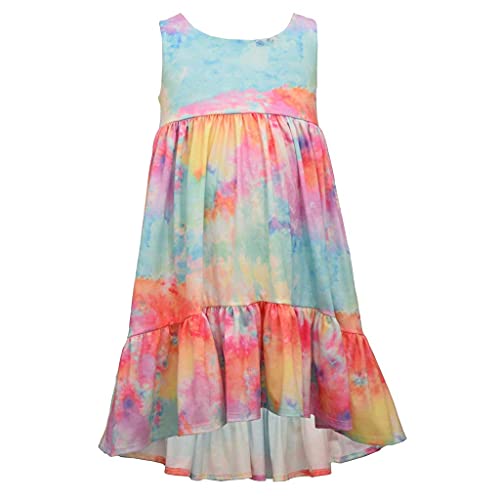 Bonnie Jean Dress - Tie Dye Hi Low Sundress for Spring Summer for Todder, Little and Big Girls, Multicolored, 5