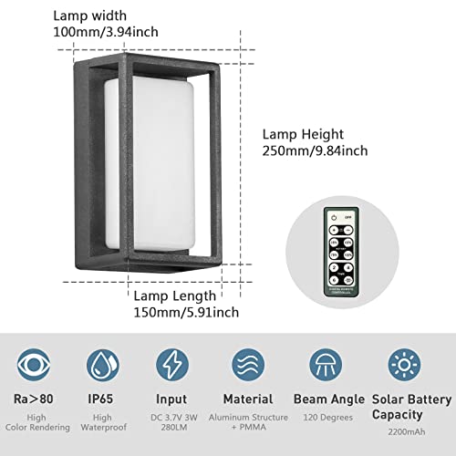 MVBT Modern Outdoor Solar Wall Light, LED Porch Patio Door Entryway Sconce Exterior Fixture Wall Lamp 3000K Landscape Lighting with No Wiring Required - Image 5