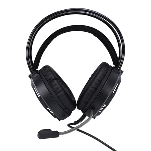 Generic Auriculares para juegos con cable de 3,5mm con sonido envolvente 7.1 envolvente y diseño cómodo para jugadores profesionales, incluidos efectos RGB (BLACK)