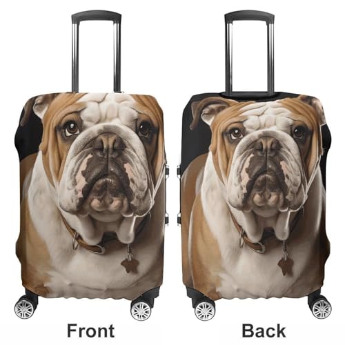 English-Bulldog Printed Luggage Cover Protector, Fits 18-32 Inch Luggage3