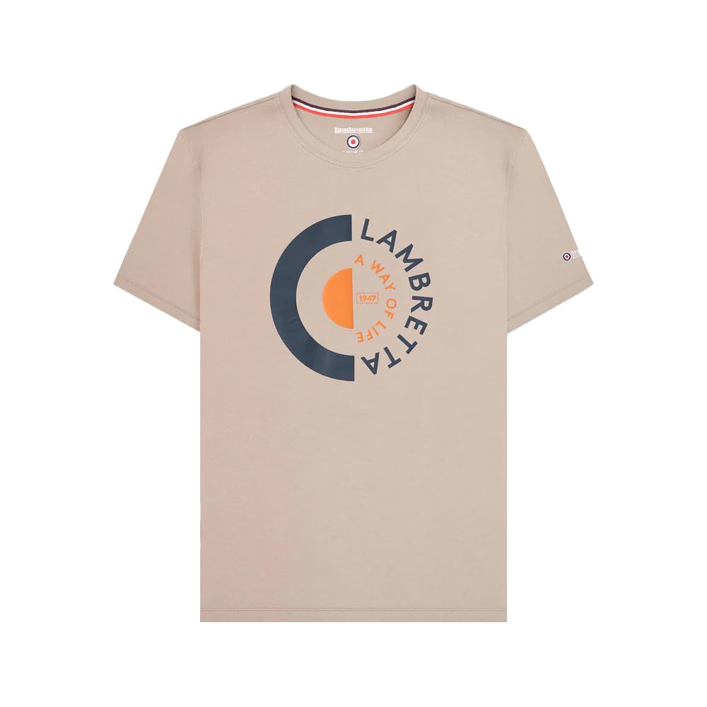 Lambretta Mens Target Short Sleeve T-Shirt - Stone - 3XL