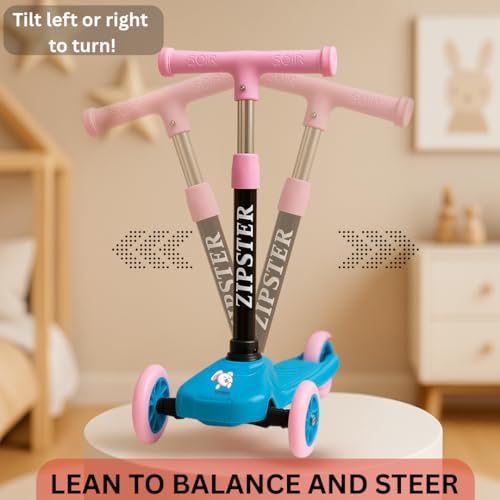 Storio Zipster Foldable Kick Scooter for Kids | Skating Cycle Style Scooter with Adjustable Handle & Foldable Design | Lightweight Ride-On Toy for Boys & Girls - Pink & Blue - Image 4 thumbnail