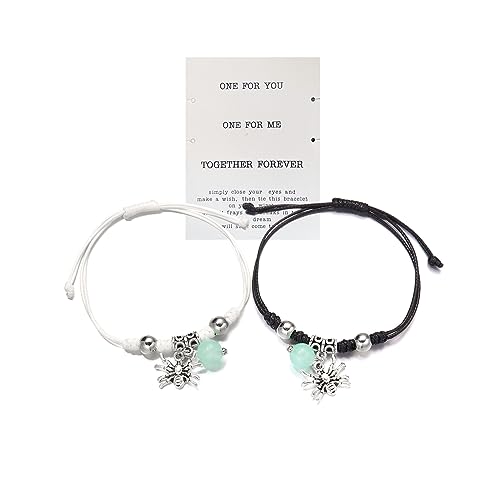 Image of Spider Bracelets for Couple Friendship Couples Bracelets Adjustable Braided Rope Energy Stone Charm Bracelets Matching Bracelet Halloween Party Jewelry (Black+White)