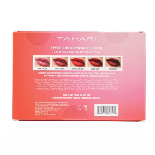 VOTUM Tahari Lipstick Set, Super Lustrous 5 Piece Gift Set, Multi-Finish, Cream Pearl & Matte, Pack of 5 (Red) - Image 5