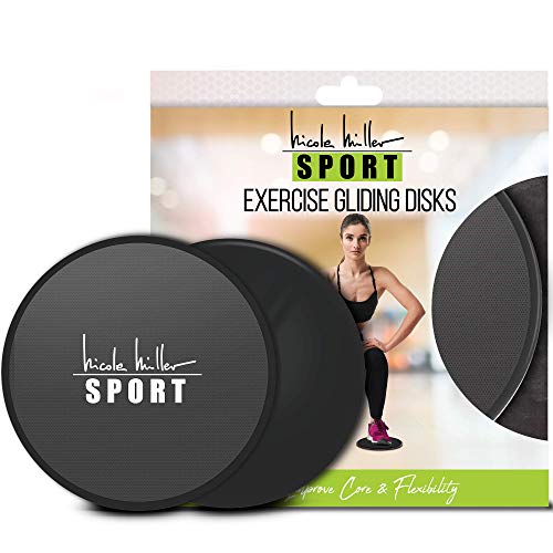 Nicole Miller Exercise Sliders for Fitness Workout [2PK], Double Sided Gilder Strength Slides