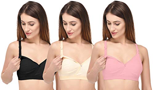 Image of Fabme Women's Cotton Non-Padded Wire Free Maternity Bra Multicolored