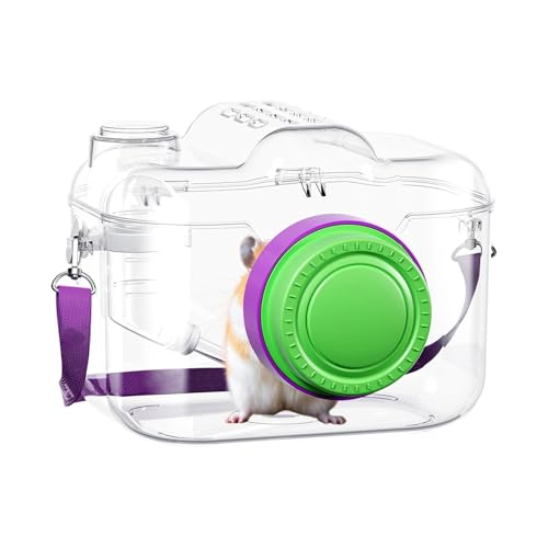 Hamster Carrier, Camera Shape Portable Small Pet Travel Cage for Hamsters Rabbits Chinchillas Ventilated Bunny Carrying Case for Vet Visits Road Trips Camping Outdoor Walking Travel Use