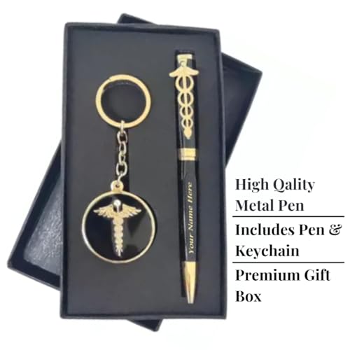 Image of ncgifts Personalized Doctor Metal Pen & Keychain With Name Engraved Customized Gift Combo For For Doctors, Surgeons, Medico, Dr. & Medical Students.Ideal Gift For Doctors