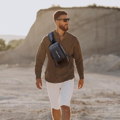 Sling Bag for Men | Anti-theft Crossbody Bag - PU Leather Crossbody Shoulder Bag - Chest Bag for Daily use - Image 3