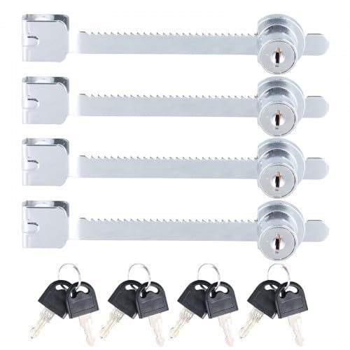 4PCS Serrure Porte Coulissante Verrou pour Vitrine en Verre et Porte en Verre (Clé maîtresse)