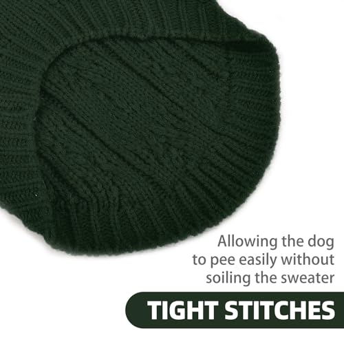 Image of PUPTECK Dog Sweater, Turtleneck Warm Knitted Pullover Coat, Thick Cable Knitwear Clothes in Winter, Pet Apparel Outfits for Small Medium Dogs, for Cold Weather Indoor & Outdoor, Deep Green SM