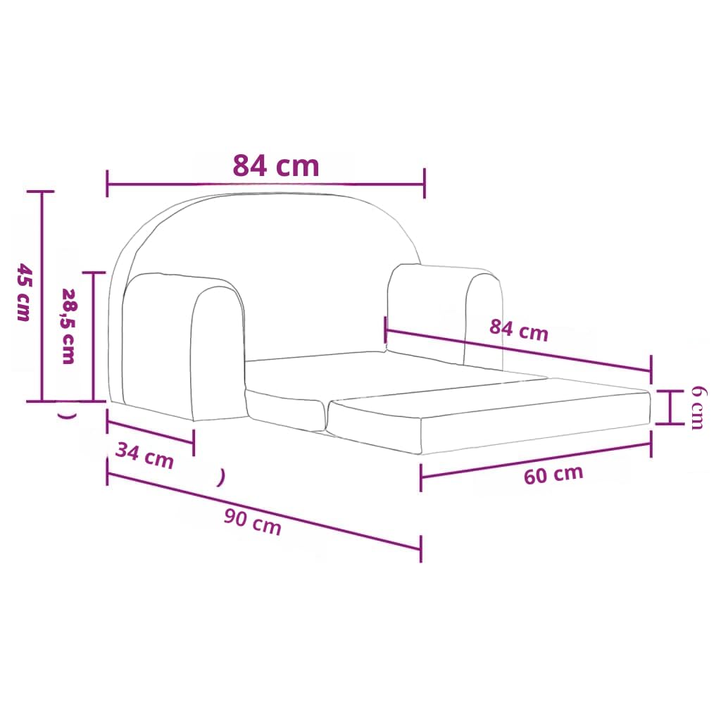 vidaXL Canapé-lit pour Enfants 2 Places, Lit de Jour avec Dossier et Accoudoirs, Lit d'Invité pour Tout-Petits Chambre Salon, Bleu Peluche Douce