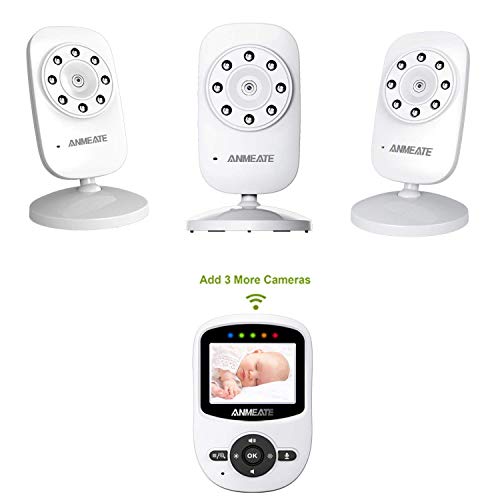 Video Baby Monitor with Digital Camera, ANMEATE Digital 2.4Ghz Wireless Video Monitor with Temperature Monitor, 960ft Transmission Range, 2-Way Talk, Night Vision, High Capacity Battery
