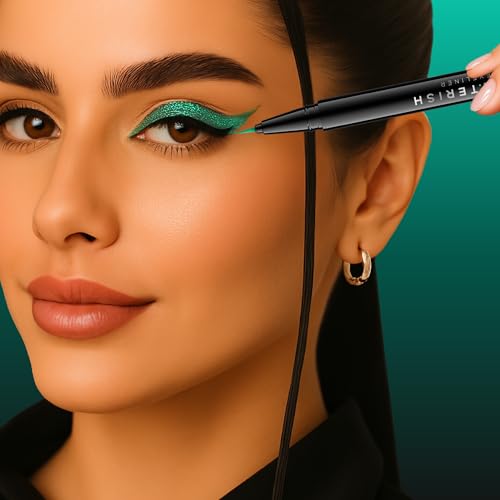 Image of RENEE Pencil Glitterish Eyeliner - Green, Metallic Pay-Off, Multi-Dimensional Shine | Waterproof, Smudge-Resistant, Shimmery Finish | Precise Application Brush, Quick Drying | Long-Lasting, 0.6 Ml