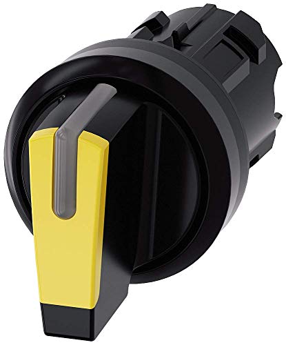 Siemens 3SU10022BL300AA0 Selector Switch, Illuminable, 22mm, Plastic, Yellow, 3 Positions I-O-II, Maintained