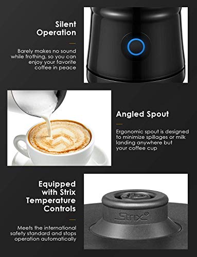 Milk Frother, Aicok Electric Milk Steamer with Hot or Cold Milk Froth with Double Wall, Strix Control, Non-Stick Coating, Silent Operation, Milk Warmer, for Cappuccino, Hot Chocolate, Latte, Coffee
