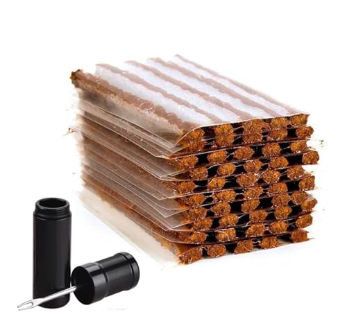 Voarge 50 pcs Kit de Mecha Pinchazos para Reparación Neumáticos de Coche, Moto y Bicicletas, 10 cm, Reparador de Neumáticos para Vehículo Motocicleta Bicicleta, Parches para Ruedas