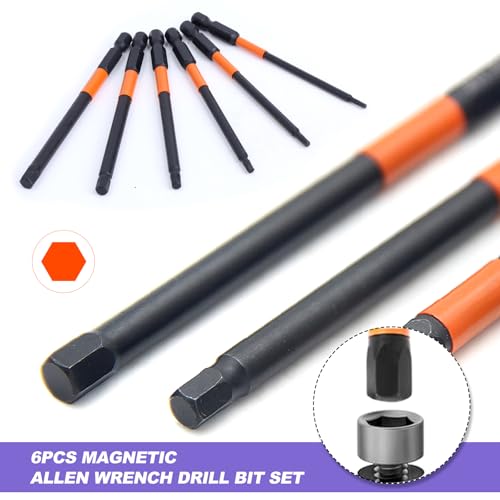 Sechskant Bit Set 100mm Lang Hex Innensechskant Bit Set H2-H6 Magnetische Hexagon Innensechskant Schraubendreher Lange Bits