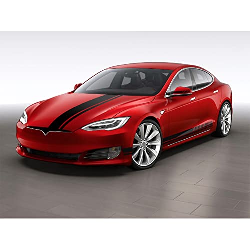 Ruiante Sports Racing Long Stripe Stickers Car Body Door Side Stripe Vinyl Decals Rearview Mirror & Car Hood Decoration For Cars Suv Vehicles Universal Racing Accessories (5Pc Black) #TOP3