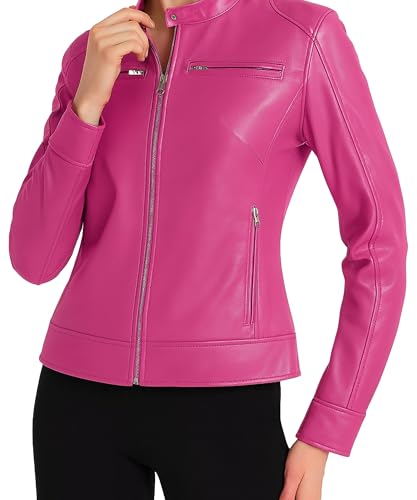 J'Jackin Premium Real Lambskin Leather Jacket Womens - Cafe Racer Style Genuine Leather Motorcycle Jacket Women2