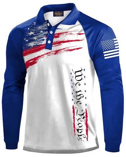 Polo Mainfini Hombre Azul 3X-Large Diseño Bandera Americana miniatura 1