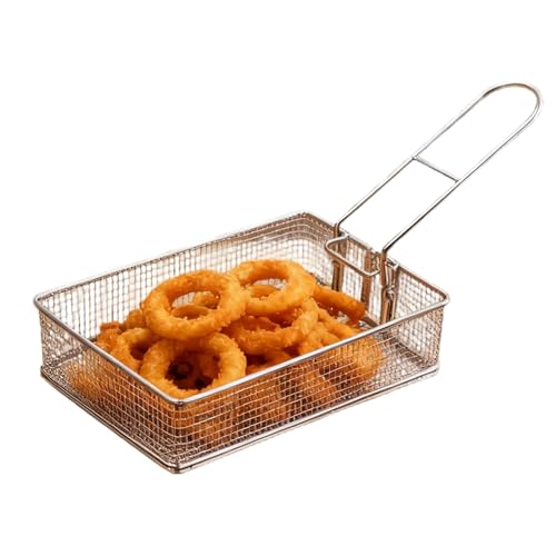 Mini cestas para freír, colador multifuncional de acero inoxidable, colador de alimentos multiusos con asa, para camping, senderismo, fiesta, barbacoa, cocina, restaurante, dormitorio, apartamento