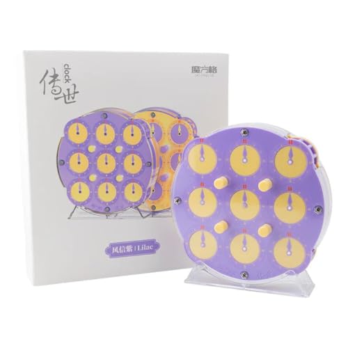 Image of QiYi Magnetic Clock | Professional 208-Magnet System | High-Precision Competition Logic Puzzle with Adjustable Tension & Inlaid Faces | Smooth Rounded Wheels for Speedcubing, Lilac