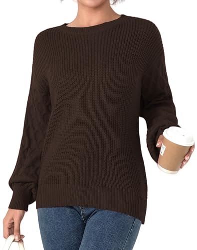 Fall Sweaters for Women 2025 - Lightweight, Honeycomb Long Sleeve, Elastic Hem, Crew Neck, Textured Knit Pullover